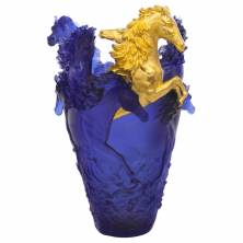 Ваза Daum Cheval 50 см синяя, золотая (7214)