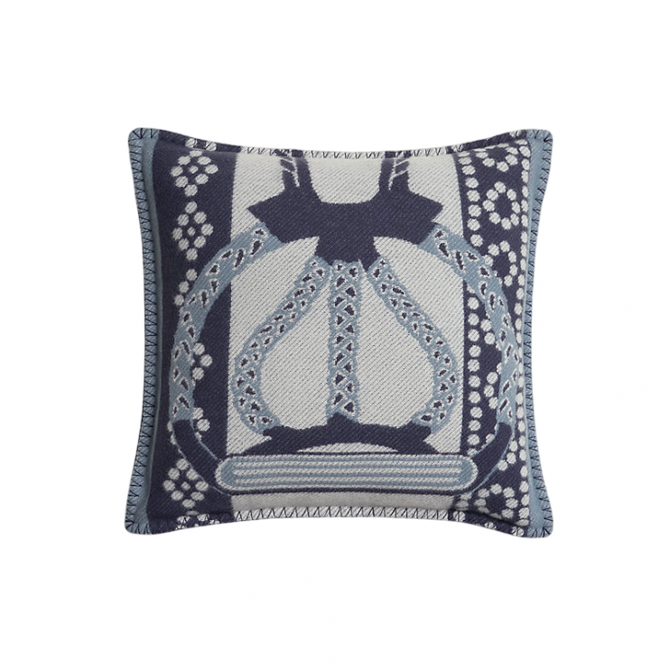 Подушка Hermes Fantaisie d'Etriers синяя 50*50 см (13000)