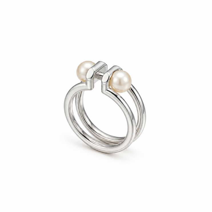 Кольцо Tiffany Hardwear Double Pearl 16.5 (16802)
