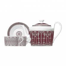 Чайный набор (чайник и 2 чашки) Hermes H Deco rouge 4105