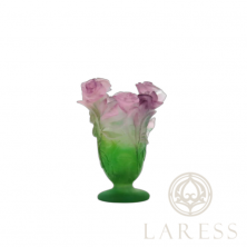 Ваза Daum "Розовый, зеленый" Roses, 18см (8105)