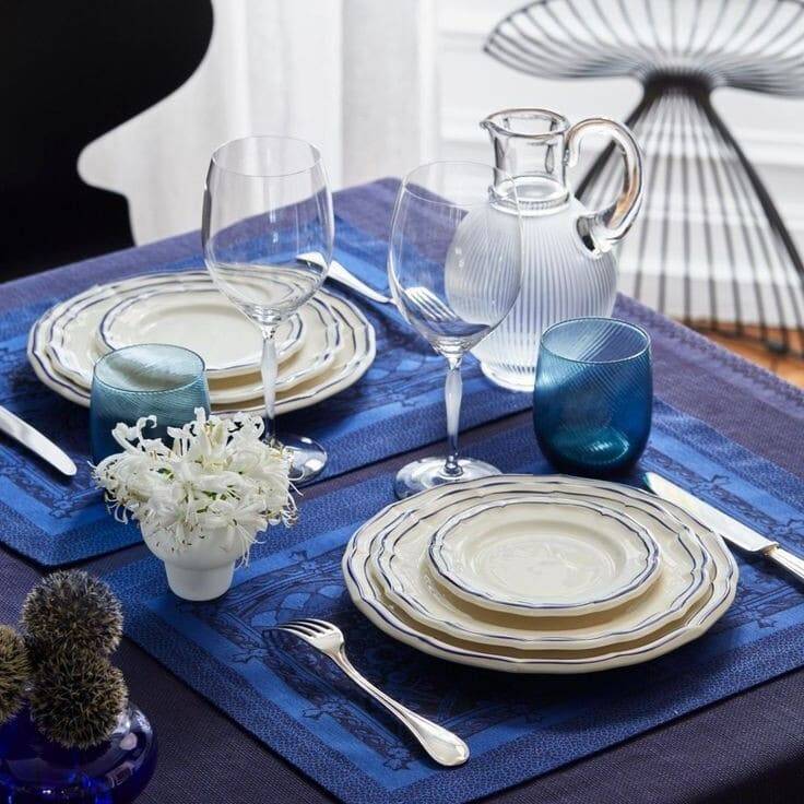 Gien Filet Bleu snack plate, 23cm (14919)