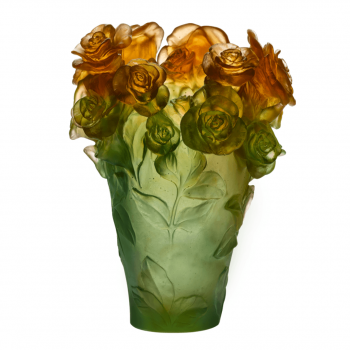 Ваза Daum "Rose Passion Vase in Green & Orange" 6123