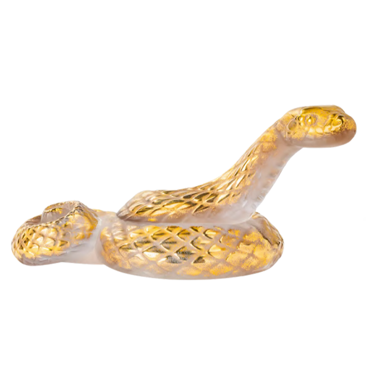 Статуэтка Lalique Snake Head up Gold-stamped clear 5 см (11925)