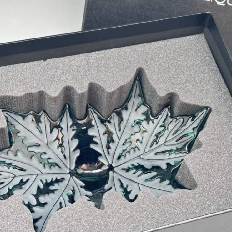 Ваза для фруктов Lalique Champs-Elysees, темно-зеленая 25 см (8227)