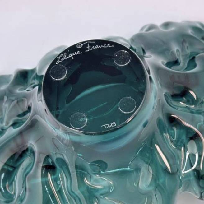 Ваза для фруктов Lalique Champs-Elysees, темно-зеленая 25 см (8227)