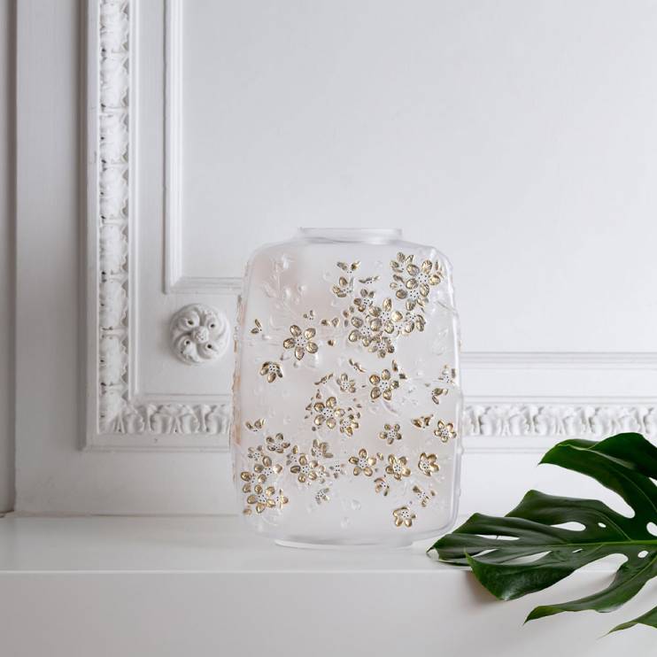 Ваза Lalique Fleurs Cerisier с золотом 40см (9029)
