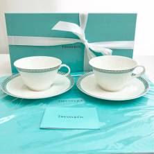 Набор чайных пар Tiffany & Co голубой кант 6142