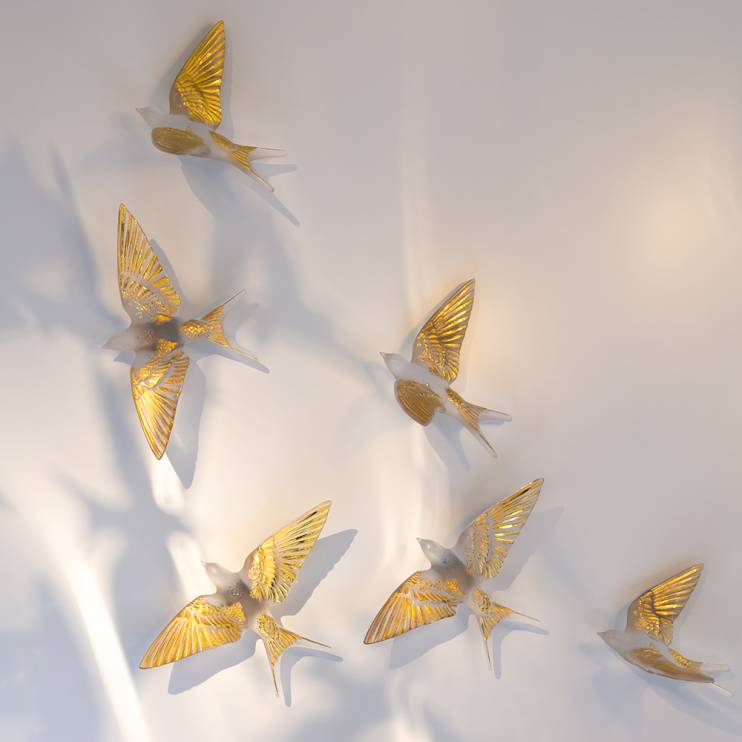 Скульптура настенная Lalique Swallow wings up Hirondelles 15 см (8144)