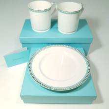 Набор кружек с блюдцами Tiffany & Co голубой кант 6147