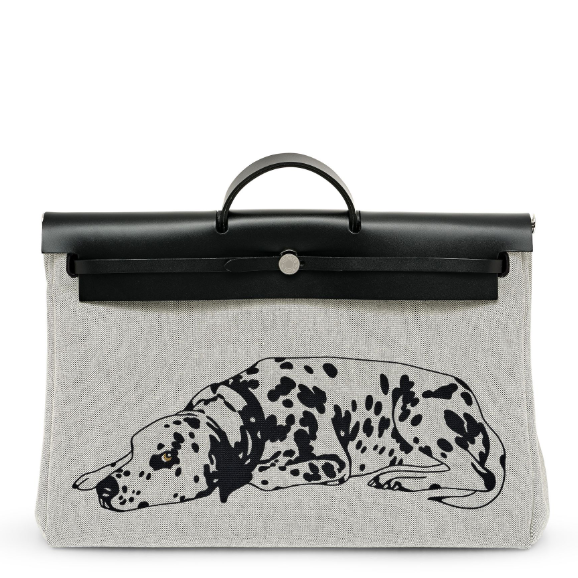 Hermes Herbag Zip Cabine 50 Dalmatian Bag (16654)
