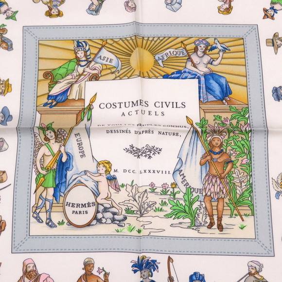 Шелковый платок Hermes Costumes Civils Actuels, 90 (8054)