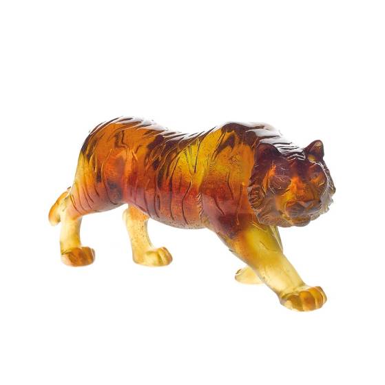 Скульптура тигр Daum Amber Tiger 40х18 см (10756)