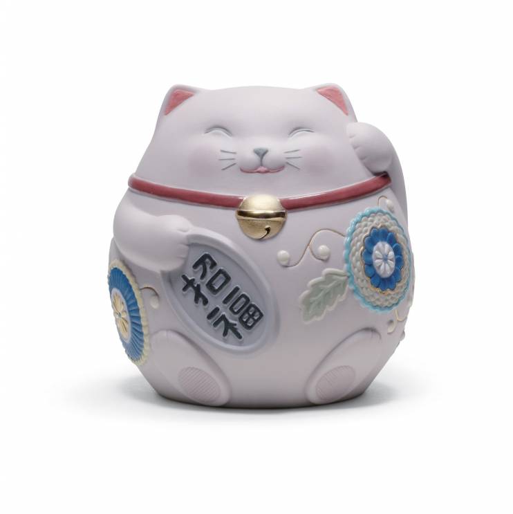 Скульптура Lladro Манеки Неко Кот удачи, 9 х 10 см, розовый (8470)
