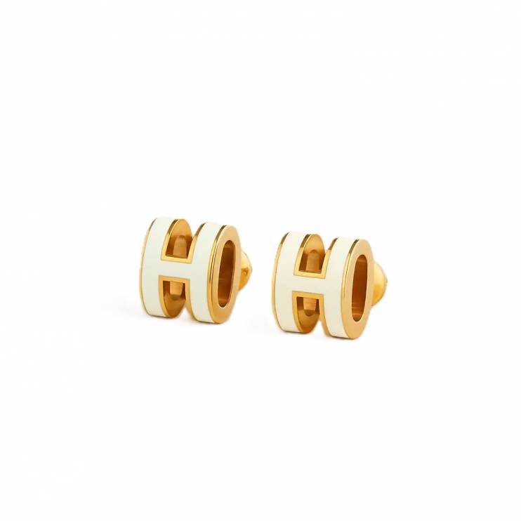 Серьги - пуссеты Hermes Mini pop (15973) белые