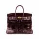 Hermès Birkin 25 Bordeaux Shiny Crocodile Gold Hardware Bag (15475)