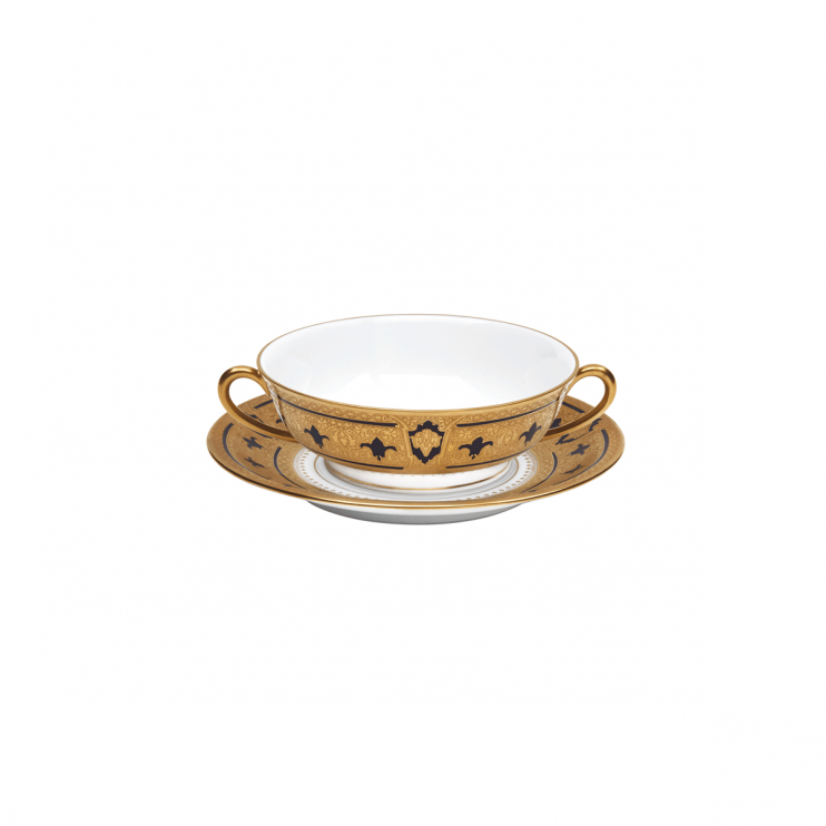 Суповая чаша и блюдце Haviland Grand Apparat bleu de four gold, 16 см (11376)