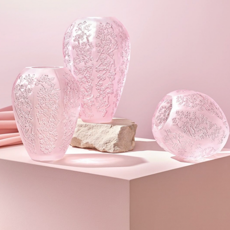 Ваза Lalique Sakura розовая 14 см (10979)