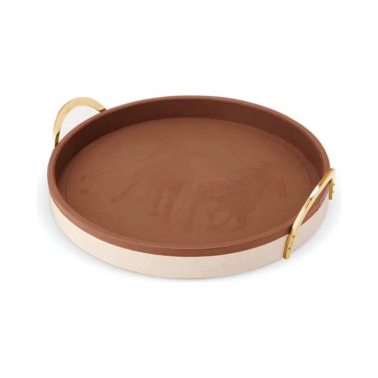 Поднос Ralph Lauren Home Garrett круглый коричневый, 38 х 33 см (11681)