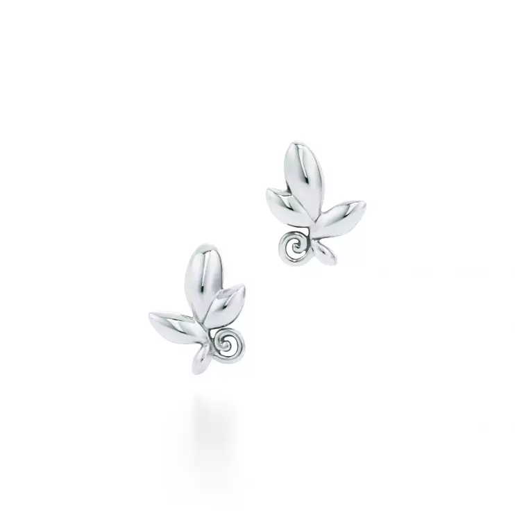 Серьги-гвоздики Tiffany&Co Paloma Picasso Olive Leaf серебро 925 (14688)