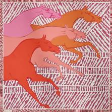 Платок шелковый двусторонний 90*90 см Hermes Double face Au Triple Galop (16488)