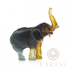 Скульптура Daum "Слон-зеленый, янтарный" Elephant,  22,5 см (7689)