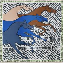 Платок шелковый двусторонний 90*90 см Hermes Double face Au Triple Galop (16490)