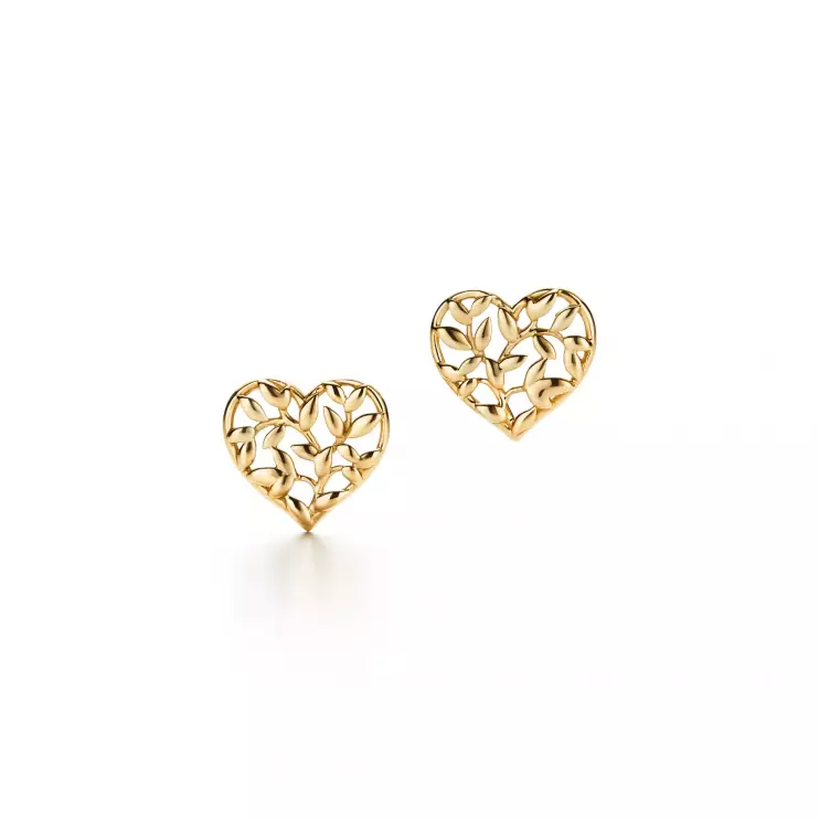 Серьги-гвоздики Tiffany&Co Paloma Picasso Olive Leaf золото 18к (14691)