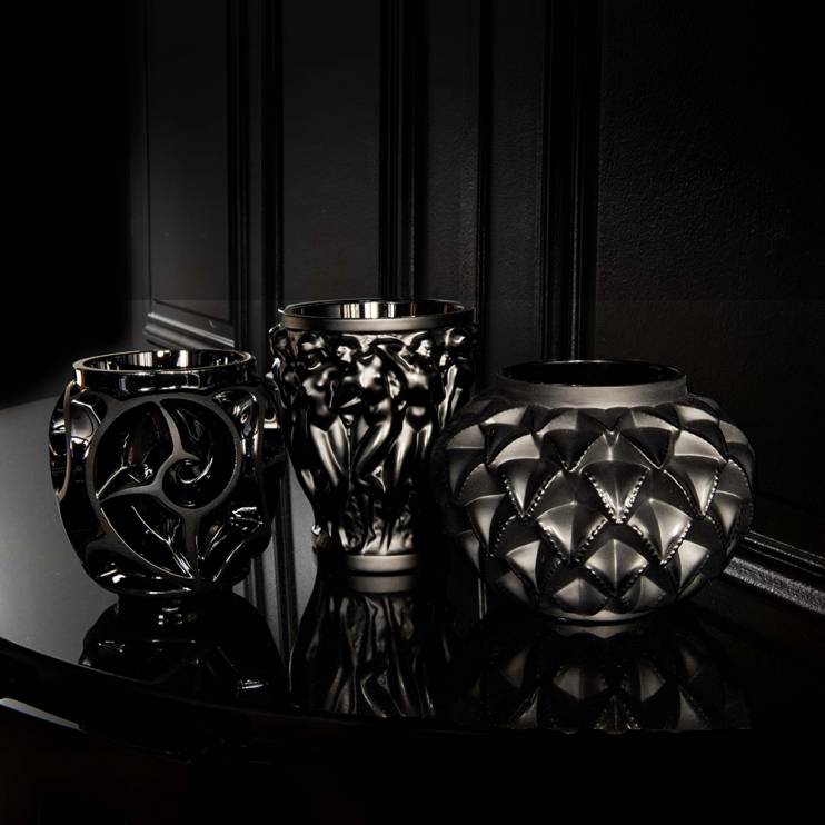Ваза Lalique Bacchantes Vintage, черная 14,6 см (8091)