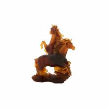 Статуэтка 2 лошади Daum Cheval цвет янтарный, коричневый 25 см