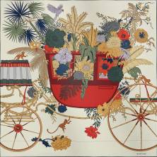 Платок шелковый Hermes La Nature en Voyage 90*90 см (16496)