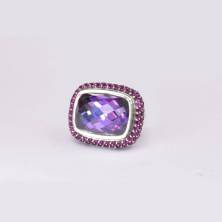 Кольцо David Yurman — Waverly Ring из серебра с аметистом и розовыми сапфирами