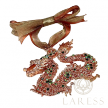 Новогоднее украшение "Дракон" Faberge/Swarovski, 15х9 см зеленый (8497)
