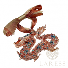 Новогоднее украшение "Дракон" Faberge/Swarovski, 15х9 см голубой (8498)