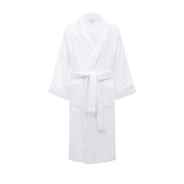 Хлопковый банный халат Frette M белый (8699)